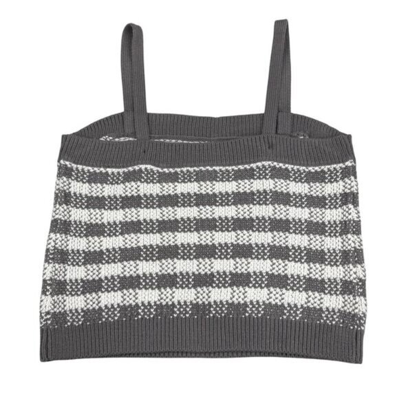 NWT 525 AMERICA Gingham Sweater Tank Top Womens Sz Small Slate Multi - Picture 4 of 5